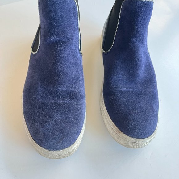 Sam Edelman Margot High Top Chelsea Sneaker Size 7M Blue Suede Leather Shoes - Picture 2 of 8